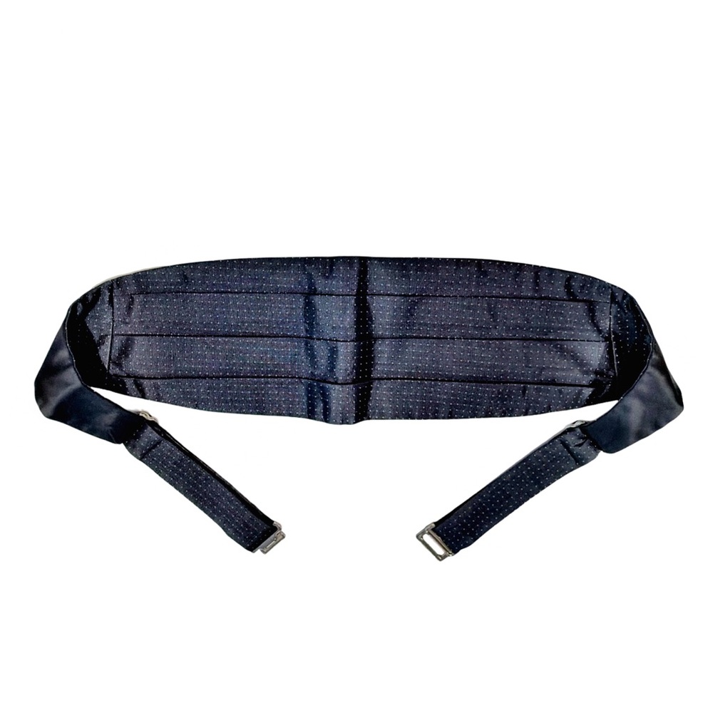 Lord West Men’s Silk Cummerbund | Black White Polka Dot | Adjustable | Formal